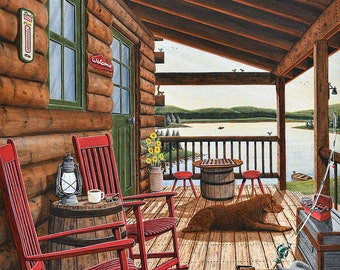 Day's End, cabin porch print