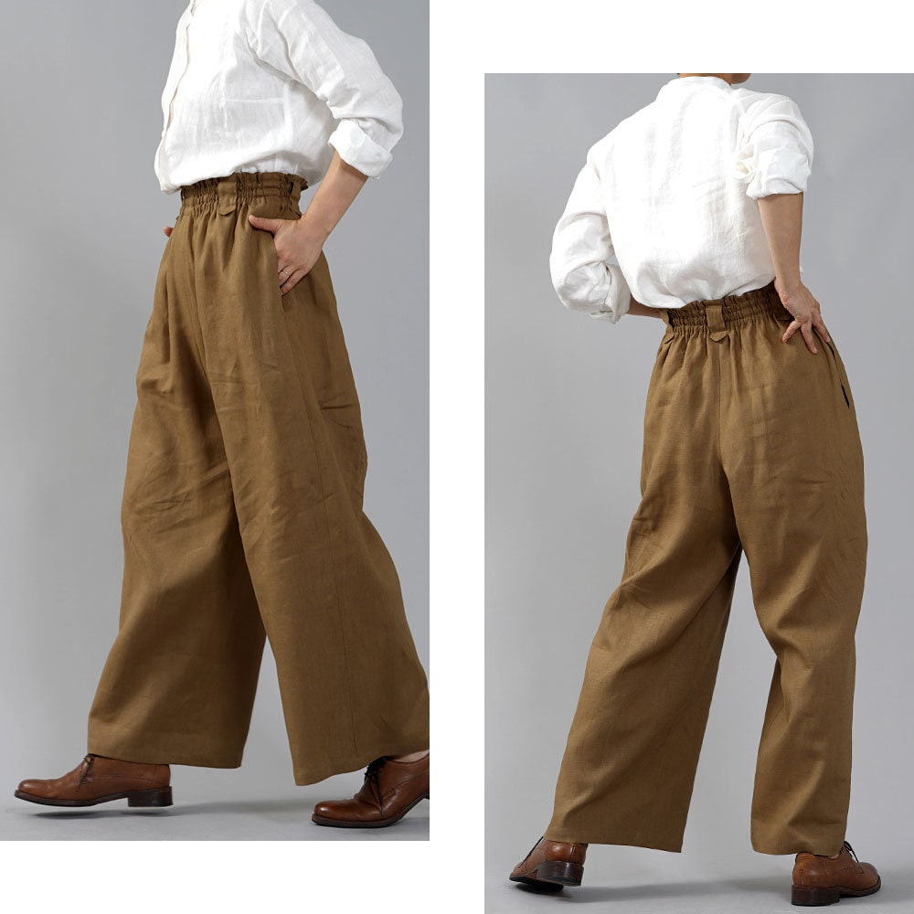 Midweight Stretch Linen Oxford Bags Pants / Savannah Etsy
