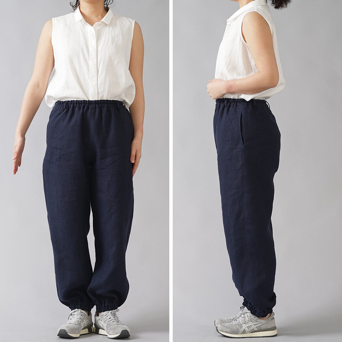 Linen Monpe Pants Unisex Wafu Midweight Linen Ankle Length - Etsy