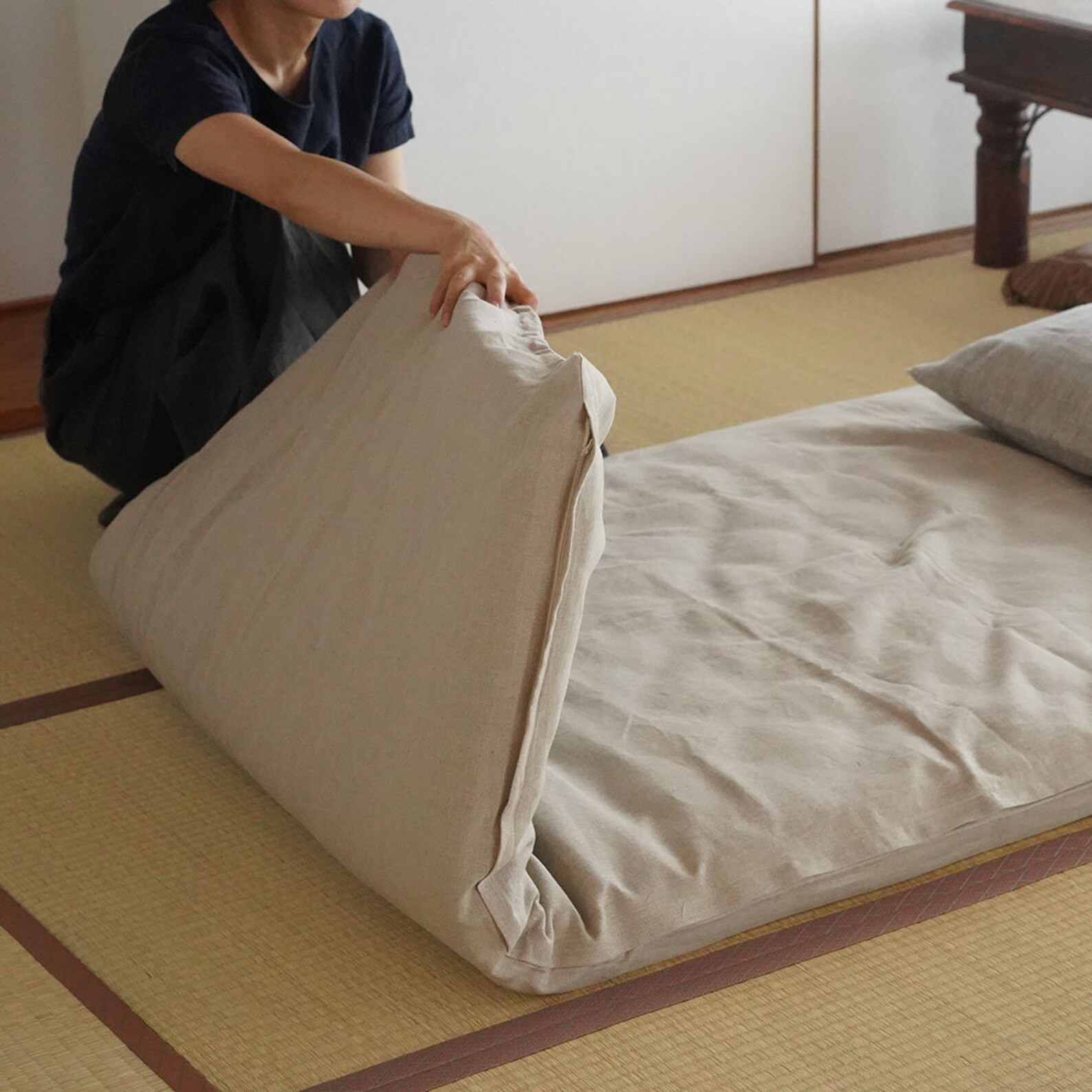 Single Special Linen Bed Sheet with Zipper for Futon wafu Etsy