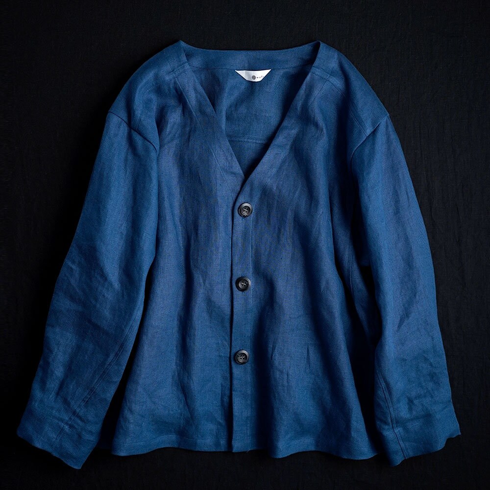 Linen Basque Jacket / Ocean H005e-ocn3 - Etsy