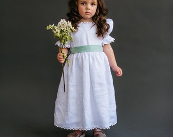 Blumenmädchen Kleid für Baby Mädchen, Kleinkind Hochzeitskleid Neugeborene, Klare weiße Boho Spitzenkleid für Säuglinge, Taufkleid