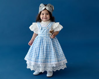 Dorothy Birthday dress for baby girl and toddler in Oz style, Wizard first and second Birthday party frock