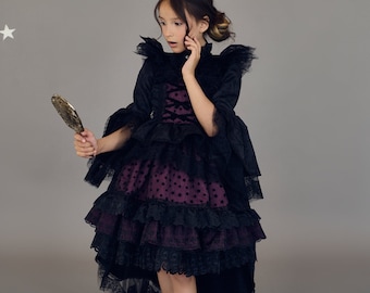 Witchy Baby Mädchen Feen Kleid, Mitwoch schwarz Kleinkind Kleid, Baby Mädchen Märchen Kleid, Geburtstagsparty Kleid