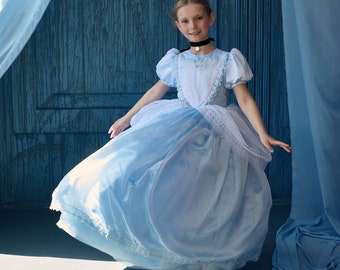 Cindarella toddler tulle dress, Halloween blue fluffy girl dress, Cindarella baby girl fairy tale dress, Birthday party dress