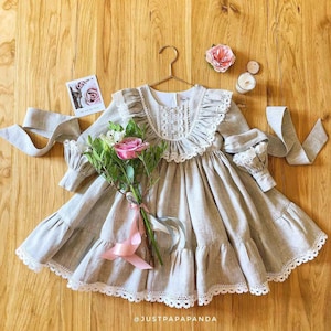 Linen Baby Girl Eid Dress in Cottagecore Style Vintage - Etsy