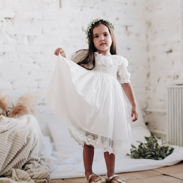 Girls Charo Vestido Dress:- 477 Off White Christening Gown main image 0