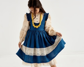 Oekraïense linnen jurk voor baby meisje, vyshyvanka peuter jurk, Oekraïense boho kleding