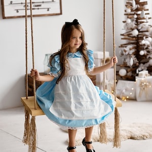 Toddler Alice Eid baby fairy dress, Blue girl dress, Wonderland dress, Birthday party Halloween dress, Easter dress with apron