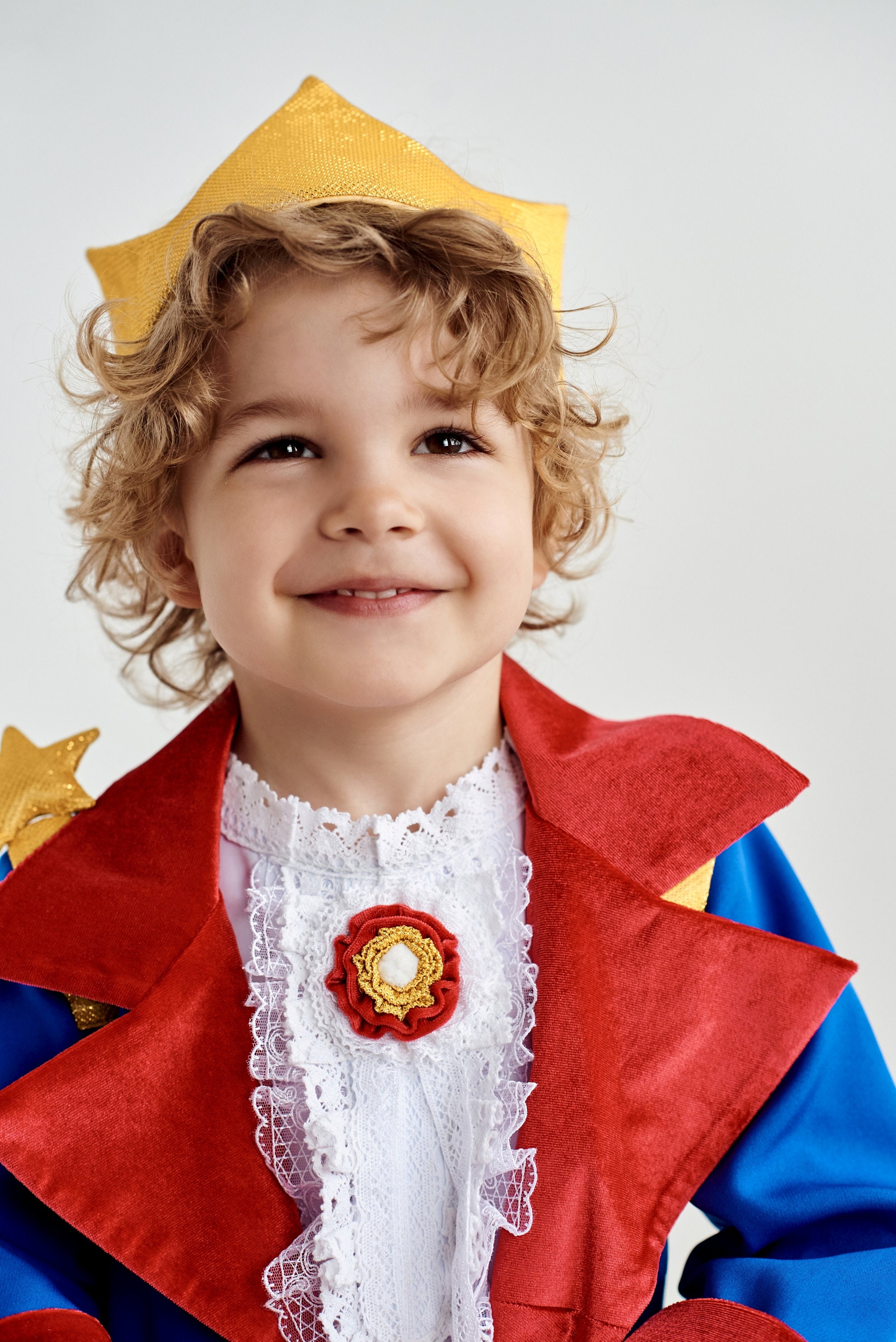 Prince's Costume for Baby Boy Toddler Blue Cloak With Red Lining