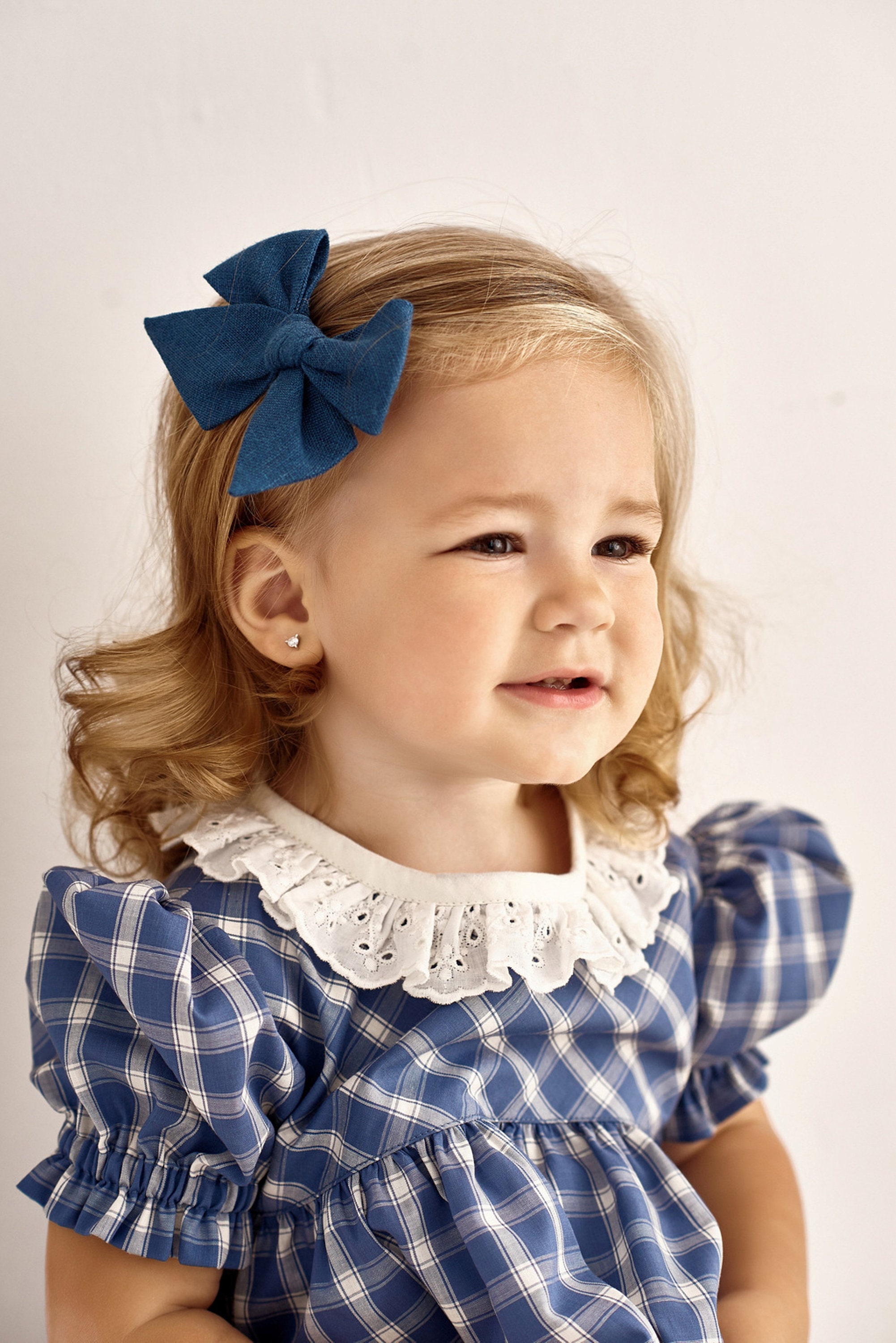 Blue baby dress made from checkered cotton Great as birthday Etsy