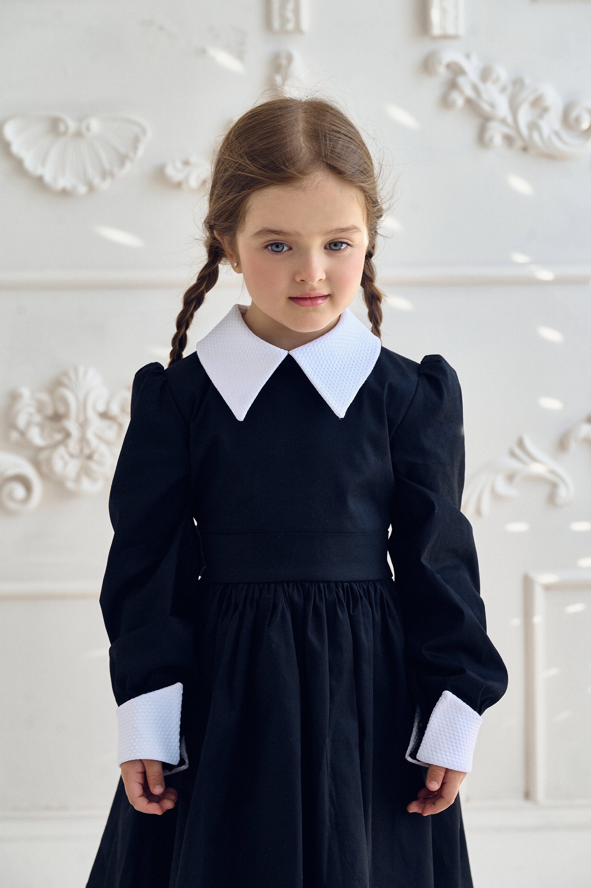 Black dress with white collar kids hot sale