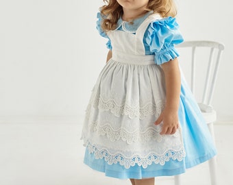 1 st Birthday Maid dress for baby girl and toddler in Alice style, 2nd Birthday Wonderland party frock 1 st Birthday Maid dress for baby girl and toddler in Alice style, 2nd Birthday Wonderland party frock