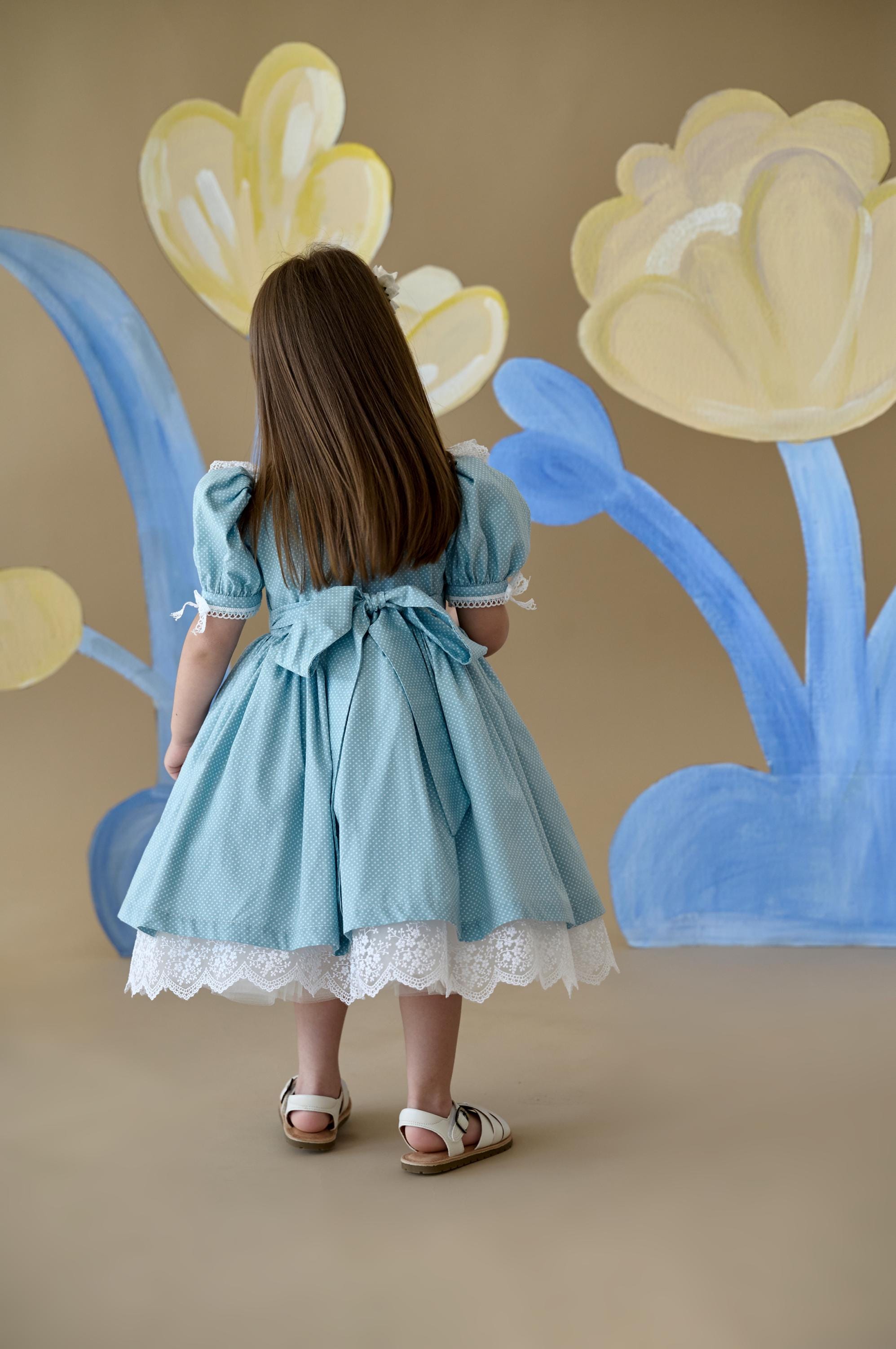 princess polly baby blue dress Blue Easter Dress for Baby Girl and Toddler, Gown Lace Frock for Newborn and Infant, Birthday Party Outfit