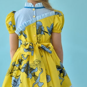 Floral girl Ukrainian dress, 1st birthday girl outfit, girls cotton dress, summer dress, newborn outfit, National flag frock image 4