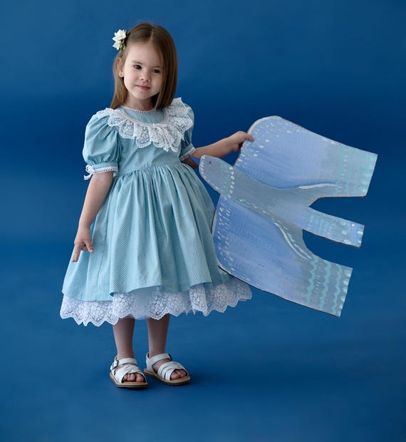 blue dress for eid Baby Girl and Toddler, Gown Lace Frock for Newborn and Infant, Easter, Birthday Party Outfit Champagne Wedding Dresses | Chiffon Wedding Gown Knee length dress is Size:Small-41-TagS