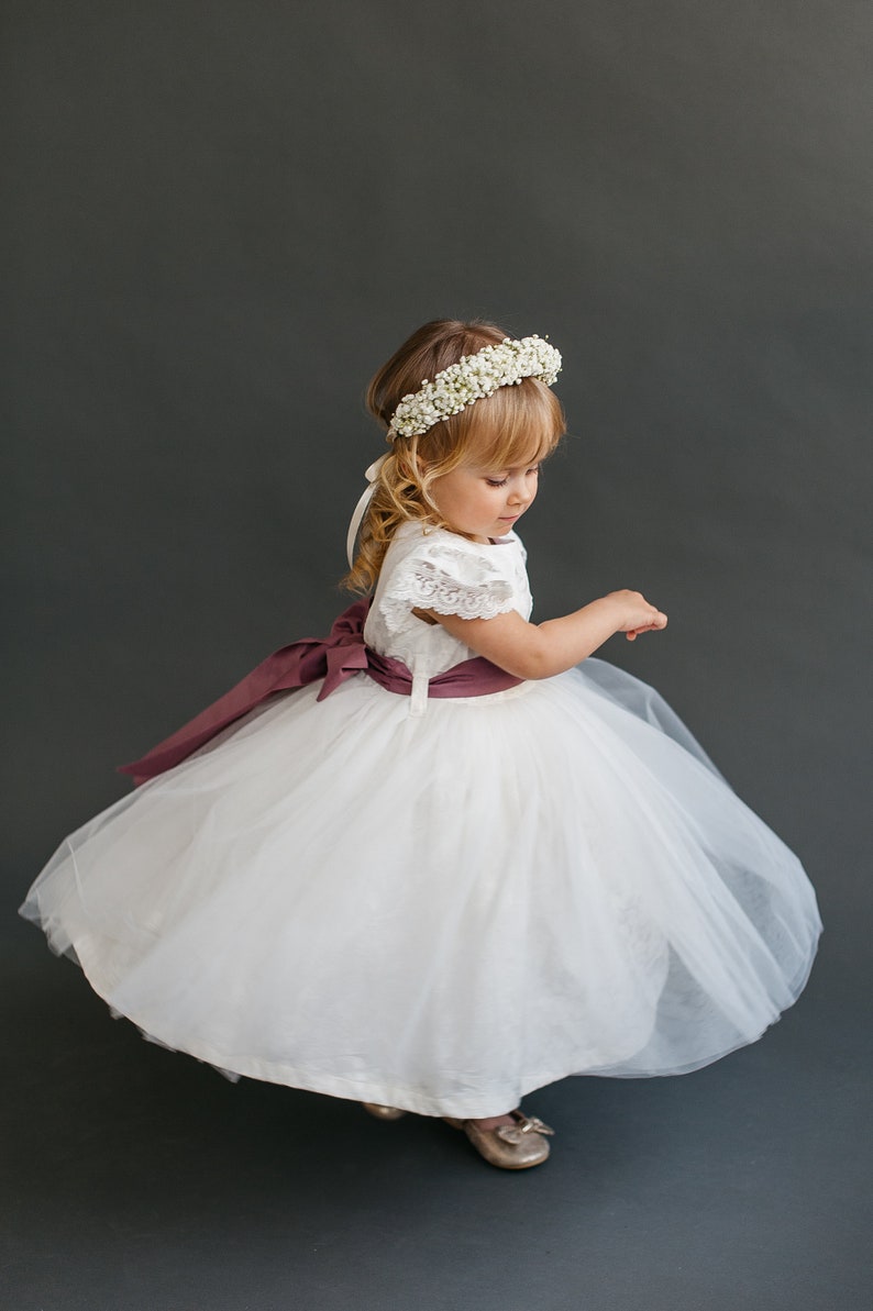 Boho Baby Tüll Kleid, Kleinkind Hochzeit Tüll Kleid für Mädchen und Neugeborene, Klare weiße Blumenmädchen Kleid Säugling, Taufe Taufe Kleid Bild 2