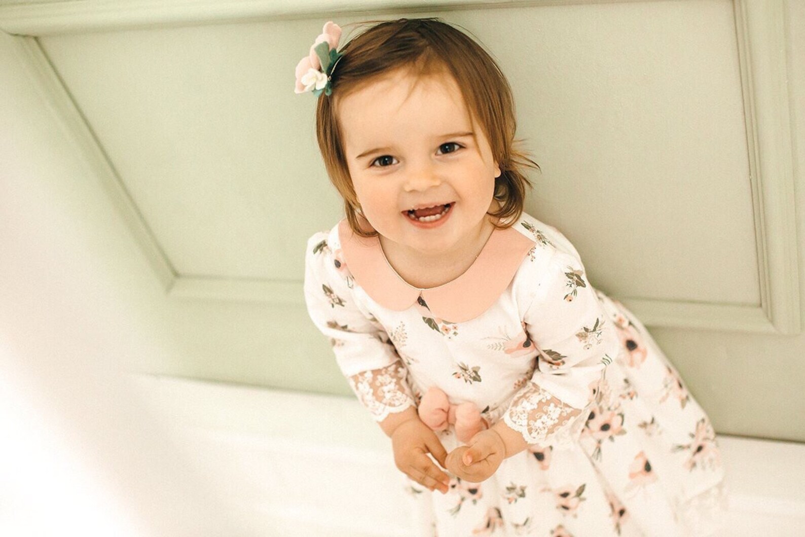 Floral Toddler Girl Easter Dress Made From White Organic Etsy