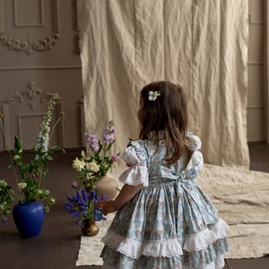 Toddler Girl Retro Bunny Lace Lapel Collar Dress