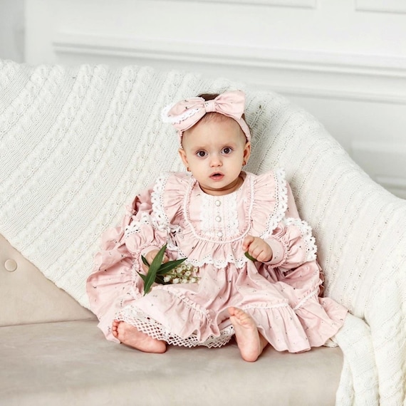 Pink Vintage Girl Dress Easter Dress Ruffle Baby Dress - Etsy