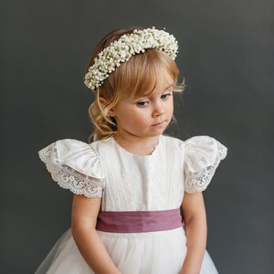 Boho Baby Tüll Kleid, Kleinkind Hochzeit Tüll Kleid für Mädchen und Neugeborene, Klare weiße Blumenmädchen Kleid Säugling, Taufe Taufe Kleid Bild 6