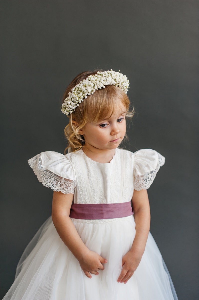 Boho Baby Tüll Kleid, Kleinkind Hochzeit Tüll Kleid für Mädchen und Neugeborene, Klare weiße Blumenmädchen Kleid Säugling, Taufe Taufe Kleid Bild 6