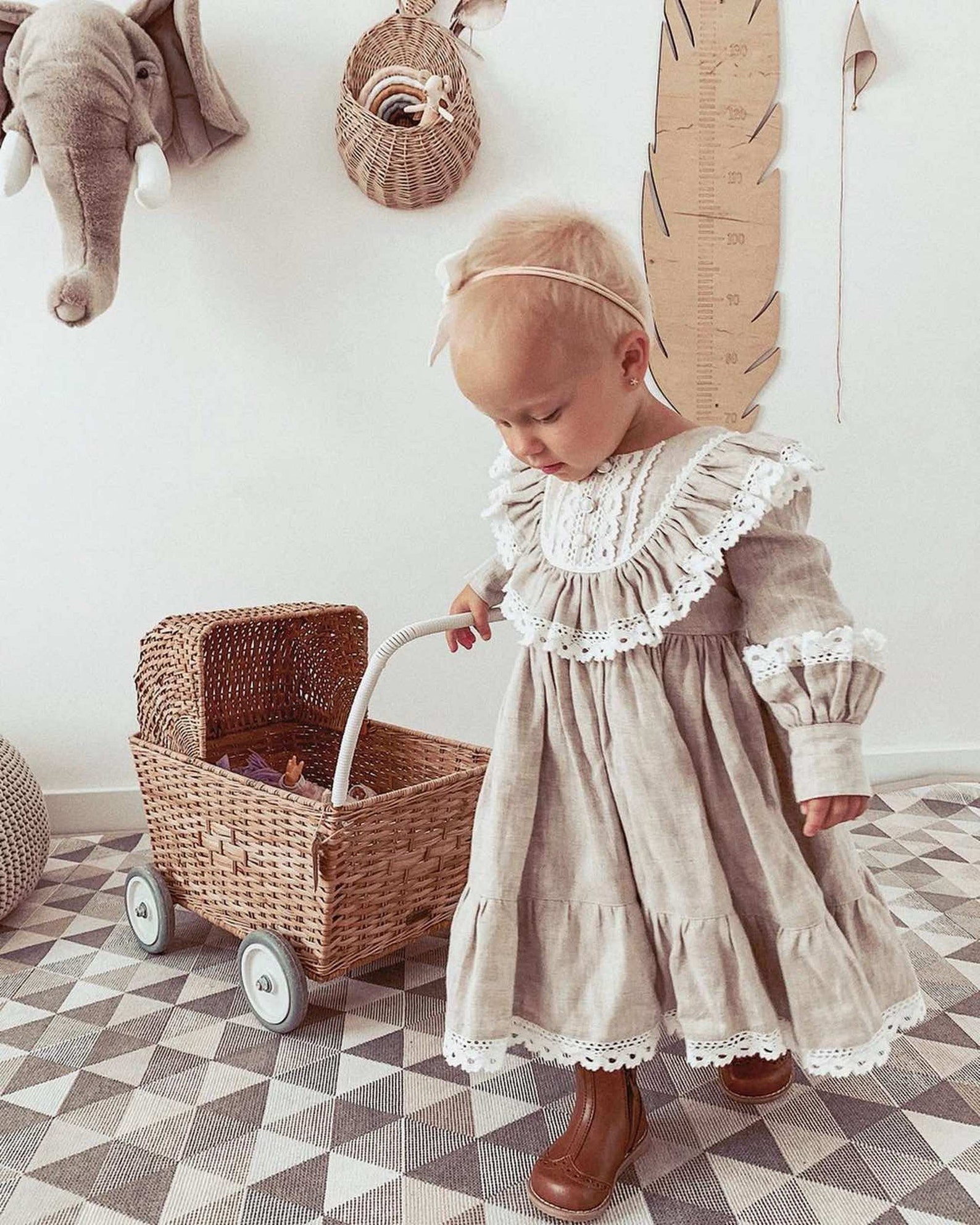 Linen Baby Girl Eid Dress in Cottagecore Style Vintage Etsy