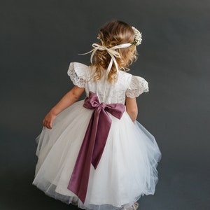 Boho Baby Tüll Kleid, Kleinkind Hochzeit Tüll Kleid für Mädchen und Neugeborene, Klare weiße Blumenmädchen Kleid Säugling, Taufe Taufe Kleid Bild 7