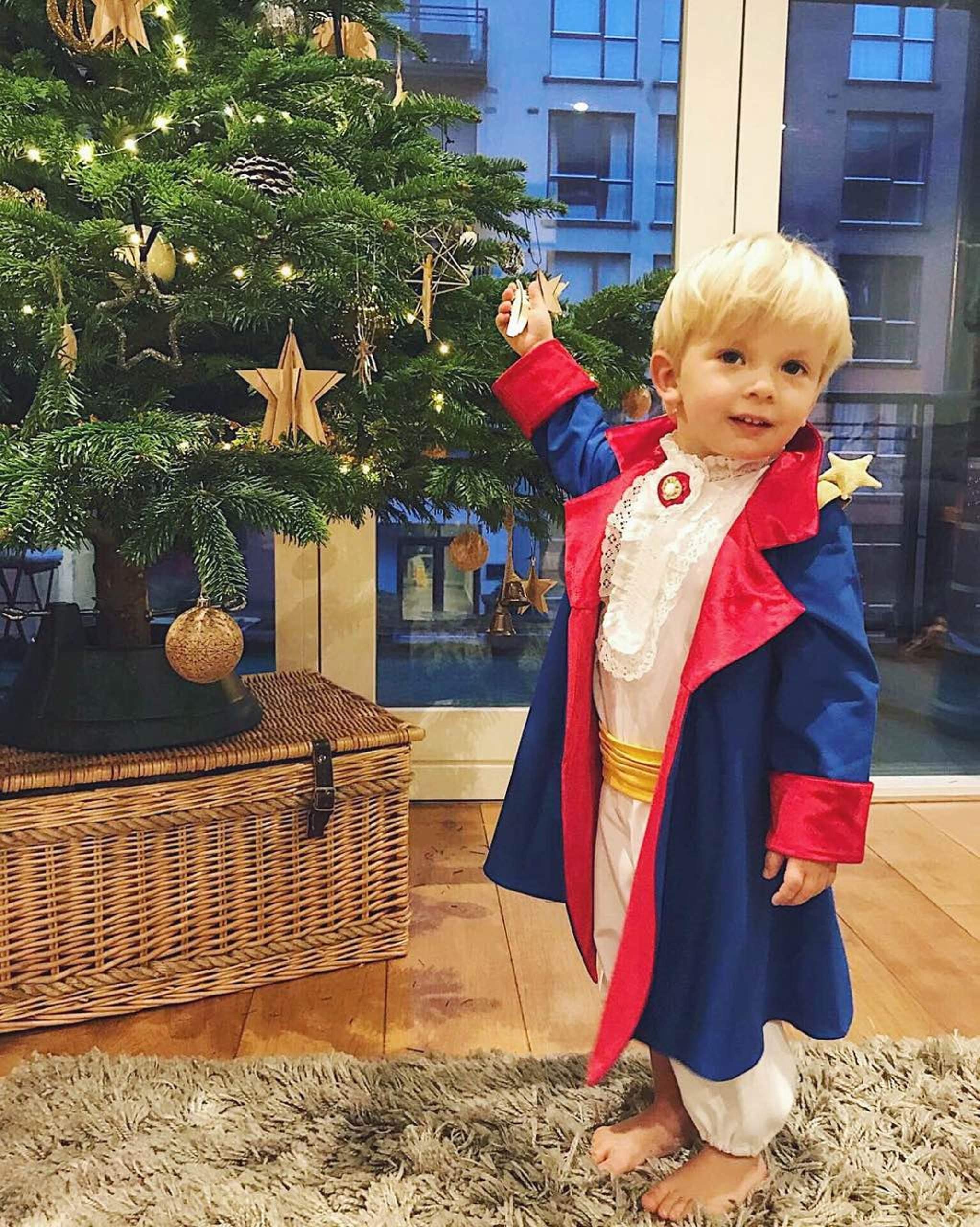 Prince's Costume for Baby Boy Toddler Blue Cloak With Red Lining