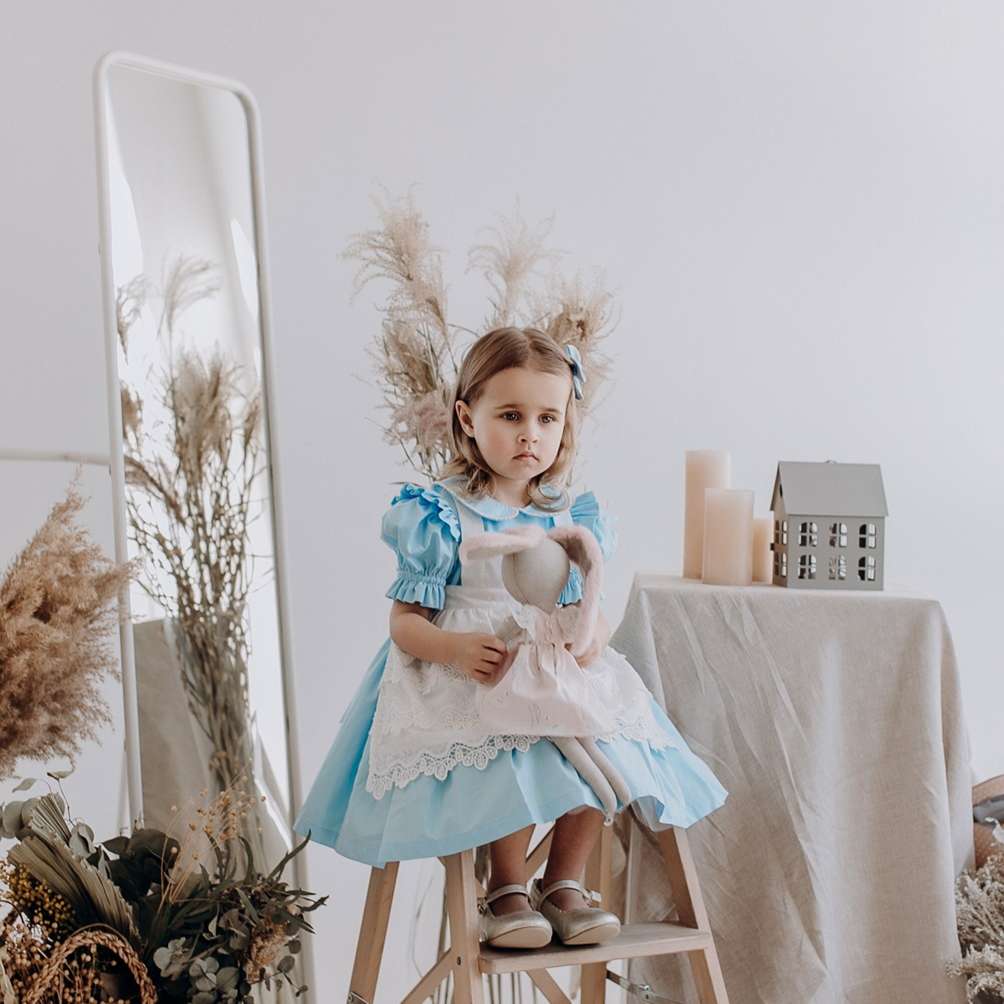 Alice Birthday dress for baby girl and toddler in Wonderland style, first and second Birthday party frock