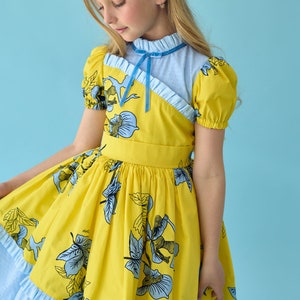 Floral girl Ukrainian dress, 1st birthday girl outfit, girls cotton dress, summer dress, newborn outfit, National flag frock image 3