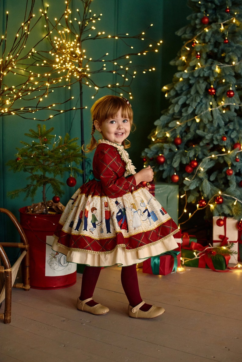 Tartan girl dress Cosplay costume Birthday party toddler dress Nutcracker baby dress Fluffy dress Haloween Christmas