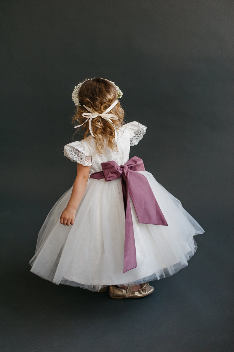 Boho Baby Tüll Kleid, Kleinkind Hochzeit Tüll Kleid für Mädchen und Neugeborene, Klare weiße Blumenmädchen Kleid Säugling, Taufe Taufe Kleid Bild 8