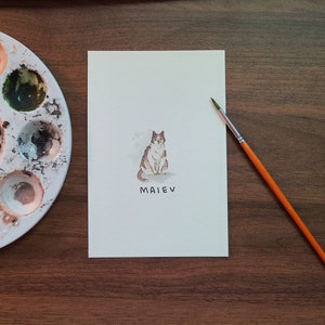 Original Watercolor Miniature Cat Portrait Art - Custom Memorial OOAK Hand Painted Painting from Photo - Sympathy Pet Loss Gift - Christmas