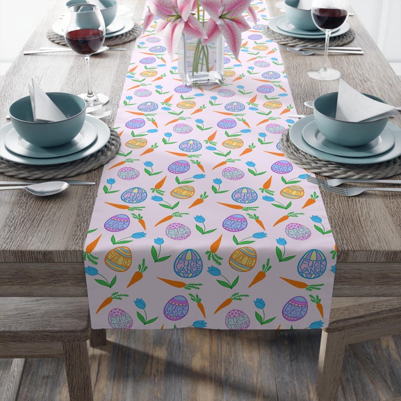 Slightly Subtle Easter Eggs Table Runner | Pastel Floral Egg Pattern ...