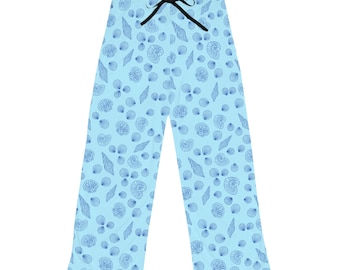 Slightly Subtle Blue Seashell Pattern Pajama Pants | FDT Lounge Trousers