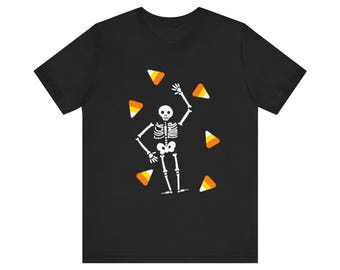 Slightly Subtle Halloween Skeleton Candy Tee, Trump Unisex Short Sleeve Shirt, Spooky Season, Halloween Costume Top, Fun Tee for Parties