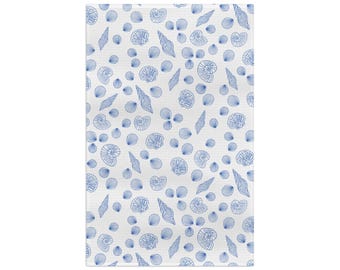Slightly Subtle Seashell Pattern Microfiber Tea Towel | Coastal Kitchen Print FDT