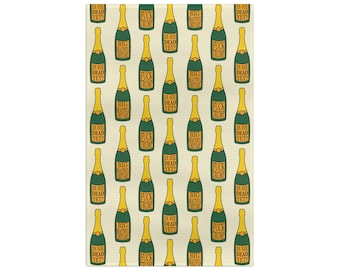 Slightly Subtle Champagne Bottle Pattern Microfiber Tea Towel | Sparkling Wine Kitchen Towel FDT is he dead yet