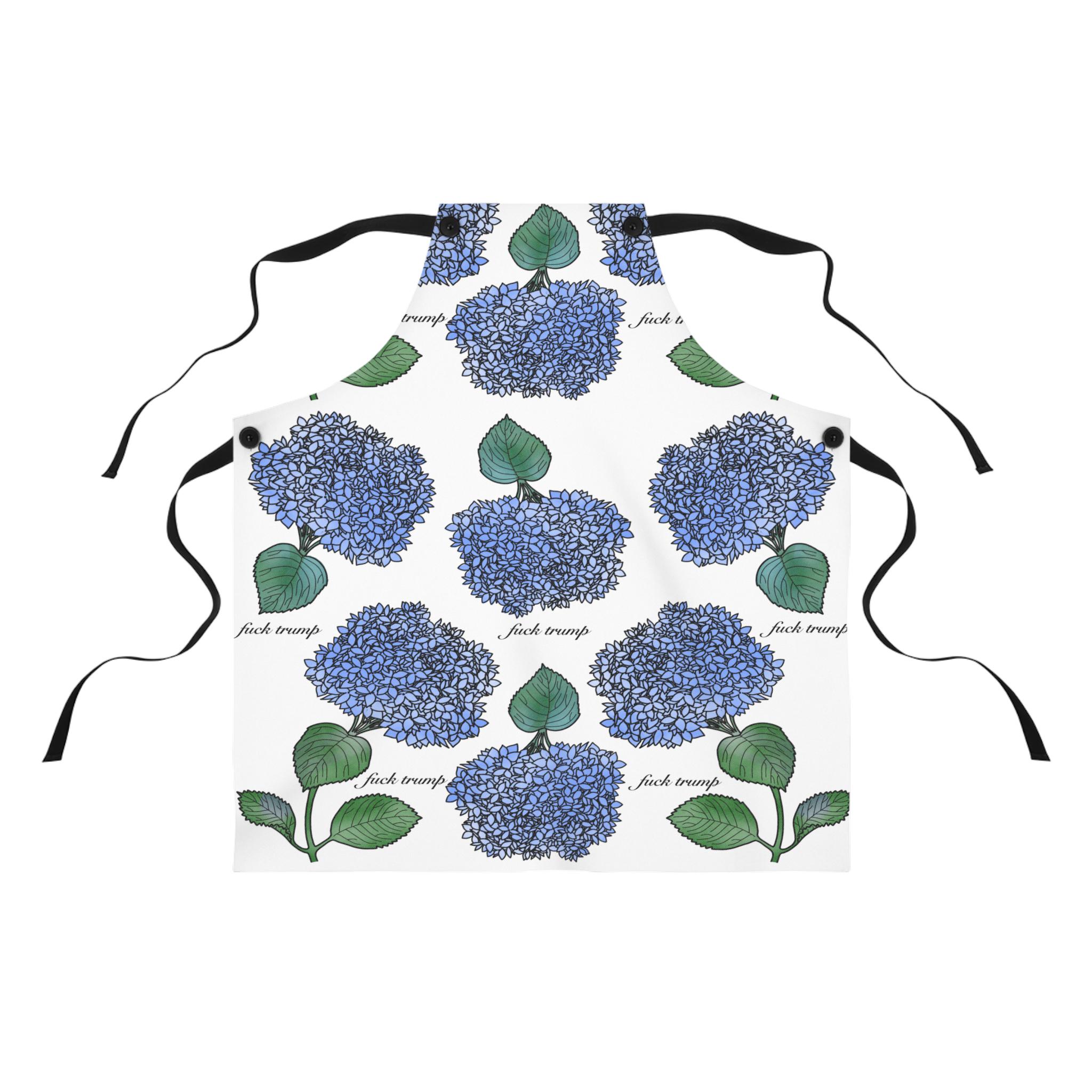 Slightly Subtle Floral Hydrangea Apron on White, Kitchen Gift for Bakers, Mothers Day, Housewarming, Fun Cooking Accessory, Handmade Style