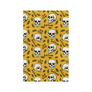 Slightly Subtle Skull Pattern with Leaves microfiber tea towel | Halloween spooky kitchen decor FDT
