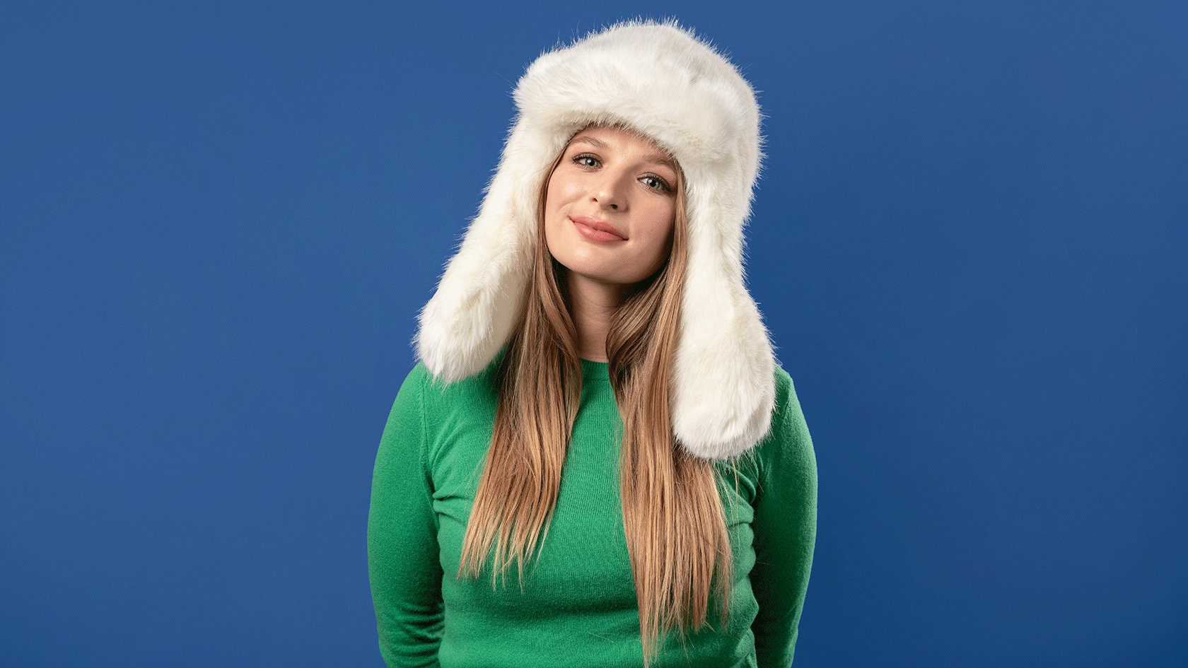 White Fluffy Faux Fur Aviator Hat Super 