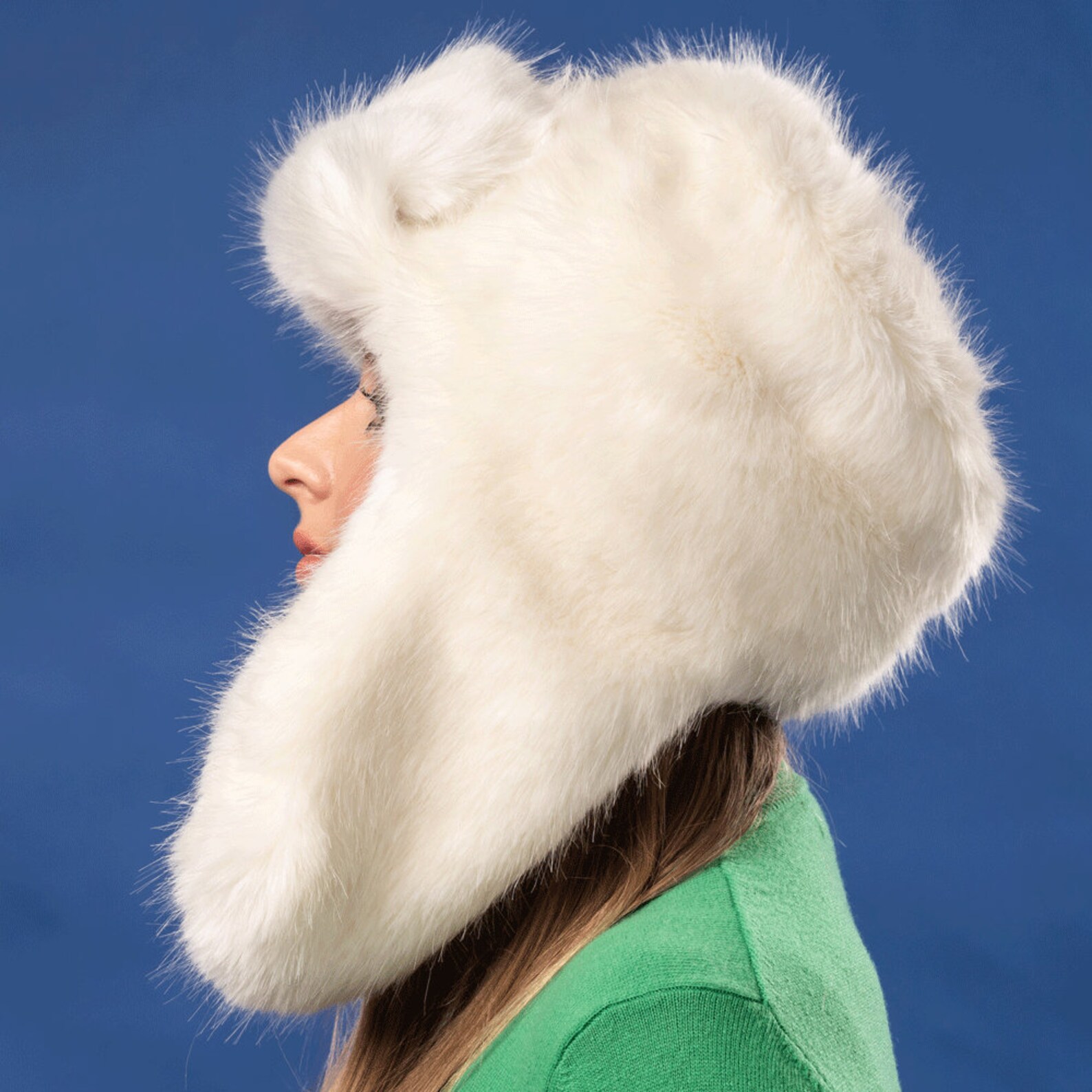 White fluffy faux fur aviator hat super quality unisex Etsy