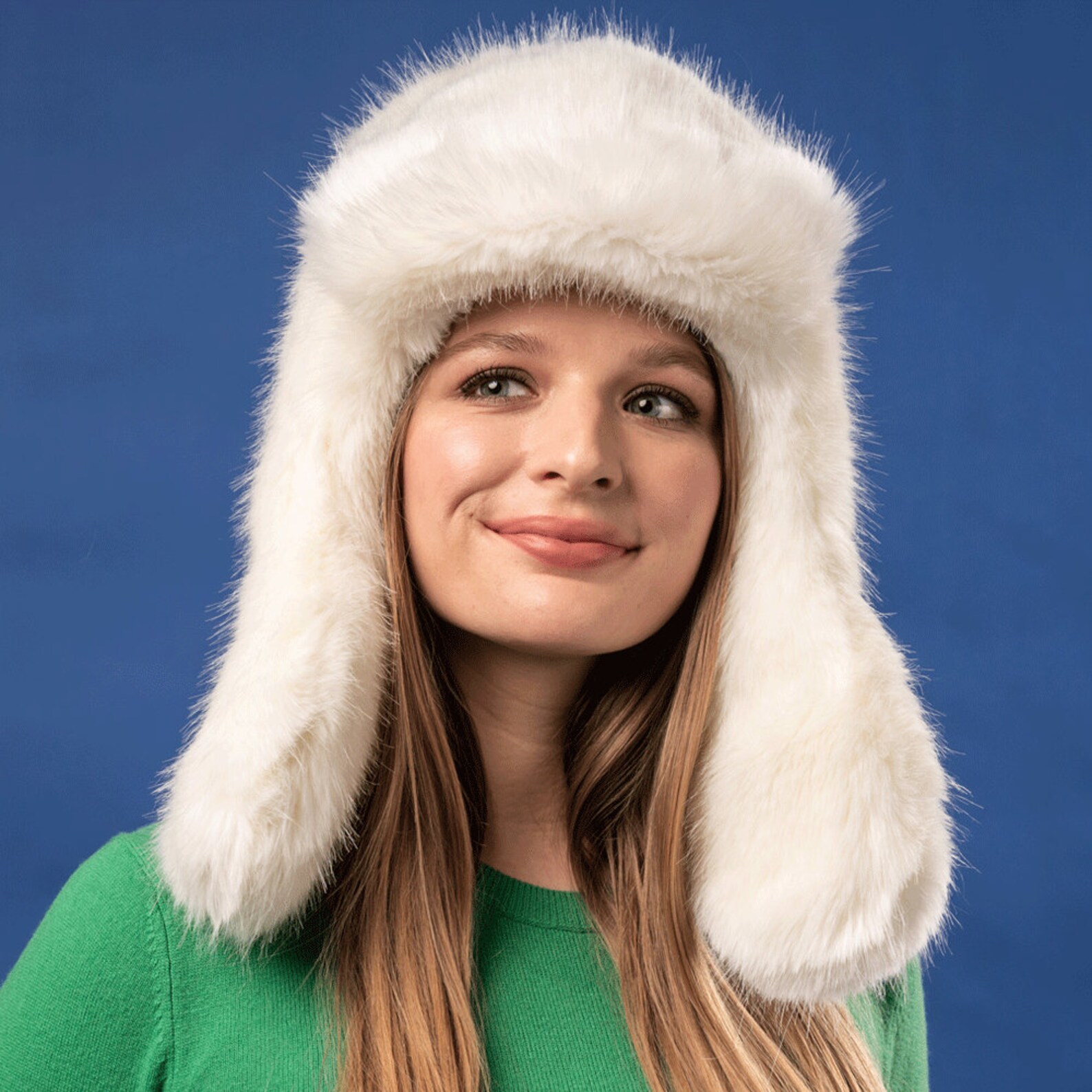 White fluffy faux fur aviator hat super quality unisex Etsy