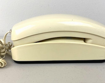 Conair Phone Slimline Telephone SW204 Push Button Wall Desk Princess Slim Beige