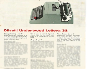 Manual de instrucciones y diagrama de piezas de la máquina de escribir Olivetta Lettera 32