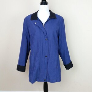 Womens Vtg Blue Jacket Coat Brushed Cotton Fleet Street Removable Lining  Large