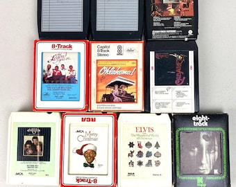 Lot of 10 Tapes 8 Track Tapes Good Condition Bing Elvis Cher Oklahome Xmas More
