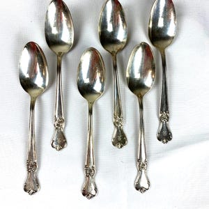 6 Old Company Plate Serving Spoons Signature Rose Silverplate R Monogram Vintage