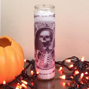 Tall Skull Candle, Skeleton Candle, Halloween Candle,  Tall Candle, Anatomical Skull, Gothic Candle, Seance Candle, Halloween Mantle